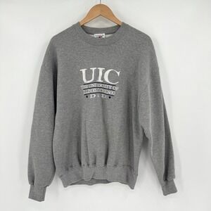Grey Vtg 90s "UIC Dad"  Embroidered Crewneck Sweatshirt Men's XL